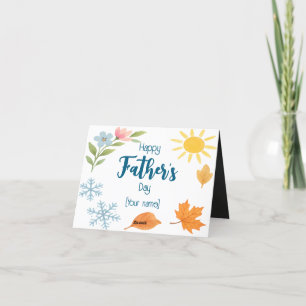 Cartão De Festividades Aquarela de Foto Personalizada Quatro Estações Dia