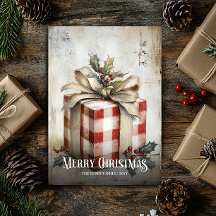Cartão De Festividades Aquarela Digital Vermelho Branco Presente Natal