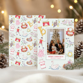 Cartão De Festividades Aquarela Doze Dias de Foto de Natal