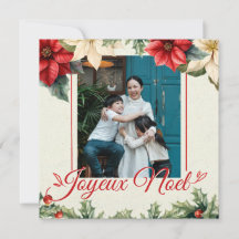 Aquarela Floral Vintage Saudação Poinsettia Vermel