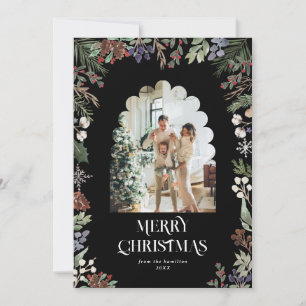 Cartão De Festividades Aquarela Foto de Arco de Natal Botânico
