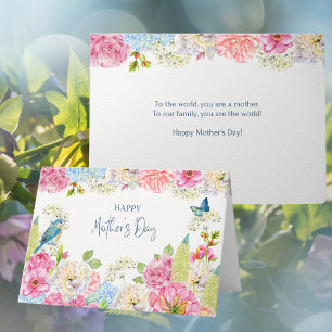 Cartão De Festividades Aquarela Hortênsias Peônias Dia das Mães