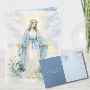Cartão De Festividades Aquarela Mãe Maria Religiosa Católica Floral 