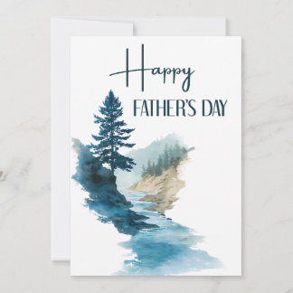 Cartão De Festividades Aquarela Minimalista Feliz Dia dos Pais