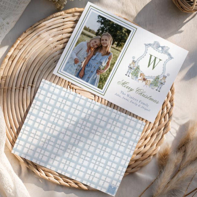 Cartão De Festividades Aquarela Monograma Foto Inicial Do Quebra-Nozes (Criador carregado)