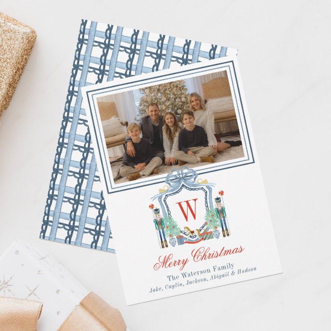 Cartão De Festividades Aquarela Monograma Foto Inicial Do Quebra-Nozes (Criador carregado)