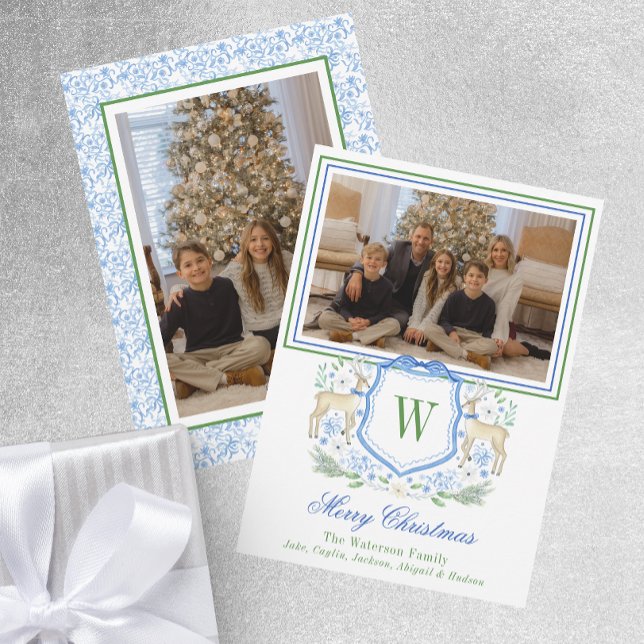 Cartão De Festividades Aquarela Monograma Revista Inicial Foto (Criador carregado)