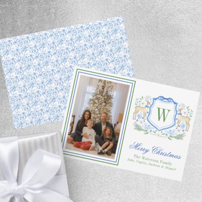 Cartão De Festividades Aquarela Monograma Revista Inicial Foto (Criador carregado)