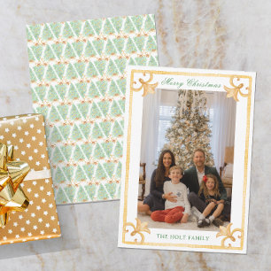 Cartão De Festividades Aquarela Natal Ouro Grandmillennial Foto
