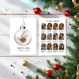 Cartão De Festividades Aquarela Neutra de Pinha Revisão de Ano Fim de Ano