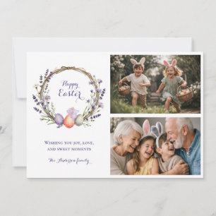Cartão De Festividades Aquarela Páscoa Lavanda Coelhinho Fofo 2 Fotos
