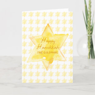 Cartão De Festividades Aquarela personalizada - estrela judaica Hanukkah