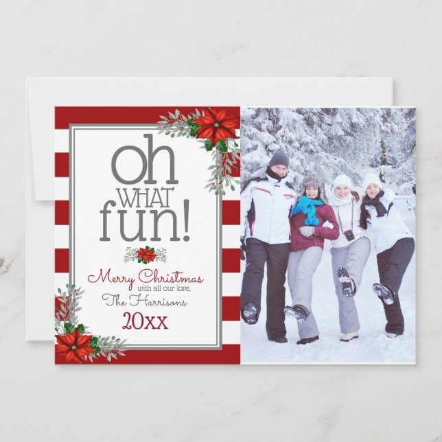 Cartão De Festividades Aquarela Poinsettia Foto de Natal Saudação (Frente)