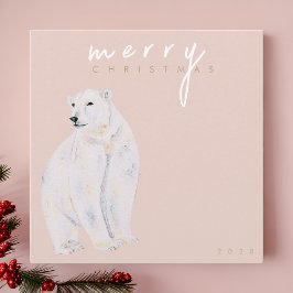 Cartão De Festividades Aquarela Polar Bear Moderno Feliz Natal