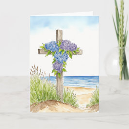 Cartão De Festividades Aquarela Religiosa da Cruz de Hortênsia na Páscoa
