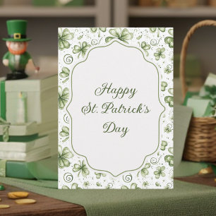 Cartão De Festividades Aquarela Trevos Verdes Feliz Dia de São Patrício