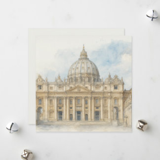 Cartão De Festividades Aquarela Vaticano | Basílica de São Pedro Itália