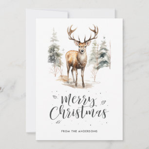 Cartão De Festividades Aquarela Vedura Caligrafia Natal