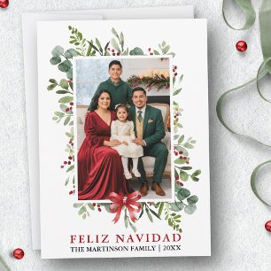 Cartão De Festividades Aquarela Verde Feliz Natal Arco Vermelho