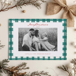 Cartão De Festividades Aquarela Xadrez Duas Faces Família Foto Natal