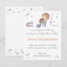 Cartão De Festividades Aquarius Zodiac Birth Announcement