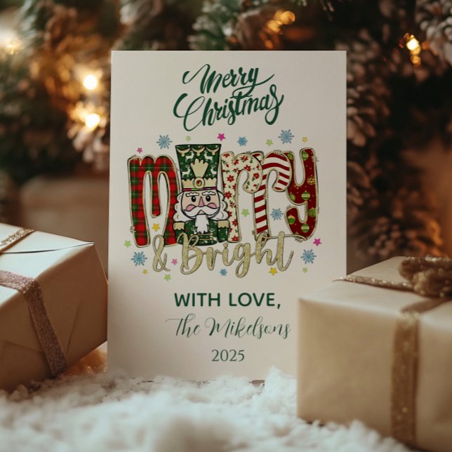 Cartão De Festividades Aquebrador de Nozes Natal Merry & Bright (Criador carregado)