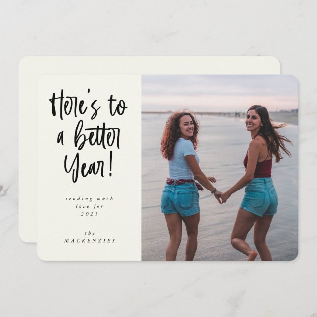 Cartão De Festividades Aqui está uma foto para um ano novo melhor (Frente/Verso)