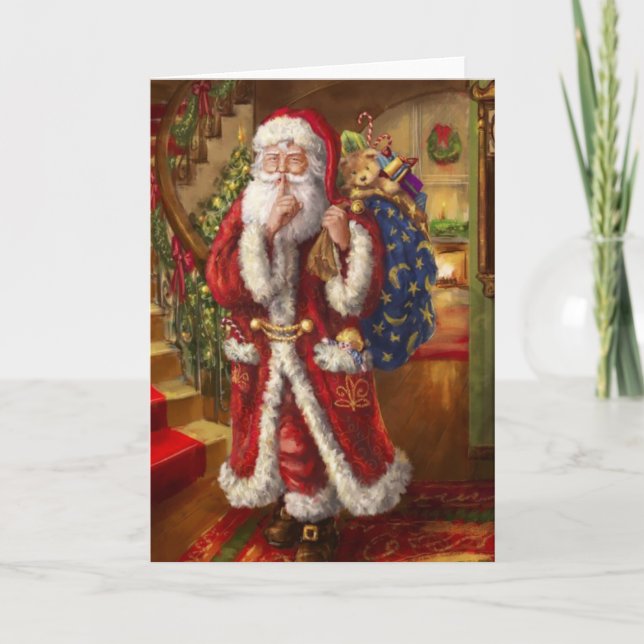 Cartão De Festividades Aqui vêm Papais noeis (Frente)