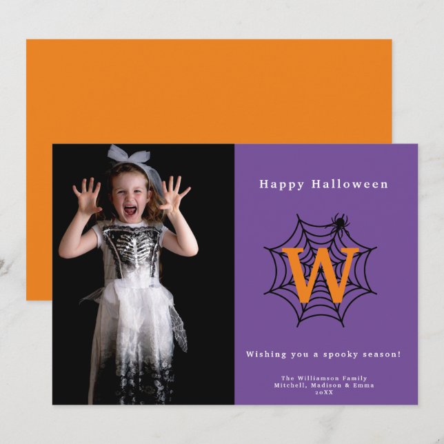 Cartão De Festividades Aranha de Halloween Teia de Aranha Gostosuras ou T (Frente/Verso)