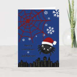 Cartão De Festividades Aranha de Natal Fofa Personalizada
