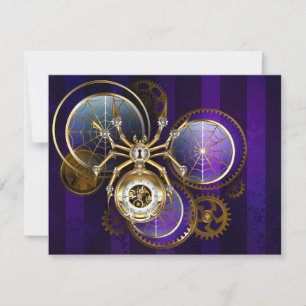 Cartão De Festividades Aranha Steampunk no fundo roxo