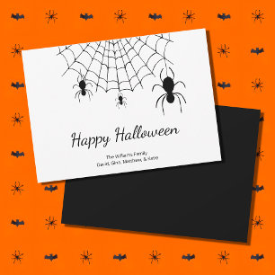 Cartão De Festividades Aranhas Góticas Feliz Halloween Simples 