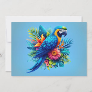 Cartão De Festividades Arara tropical azul-colorida