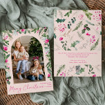 Cartão De Festividades Arca de Folhagem Rosa Moderna Feliz Natal Feliz 1<br><div class="desc">Esta coleção apresenta cor d'água,  florais cor-de-rosa claro,  bagas e verde de inverno com tipografia moderna e elegante,  com padrão botânico invernal de volta.</div>