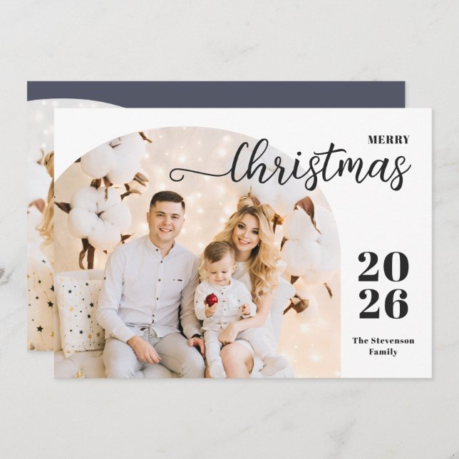 Cartão De Festividades Arca de Natal 2 fotografa cinzas moderna minimalis (Frente/Verso)