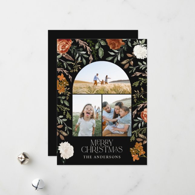 Cartão De Festividades Arca elegante fotobotânica 3, Black Terracotta (Frente/Verso In Situ)