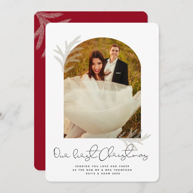 Cartão De Festividades Arca Elegante | NOSSA PRIMEIRA ESPUTE Moderna NATA (Frente/Verso)