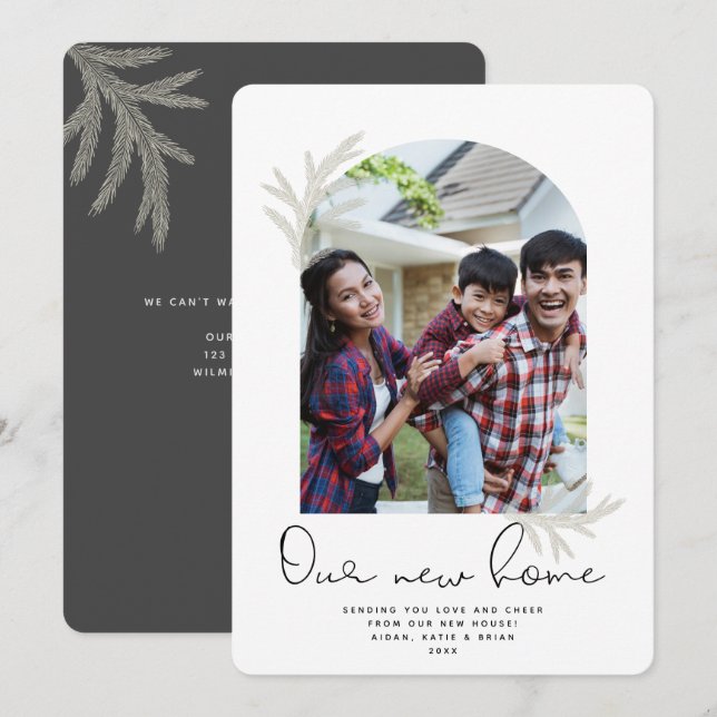 Cartão De Festividades Arca Elegante | NOSSO NOVO Feriado moderno em Spru (Frente/Verso)