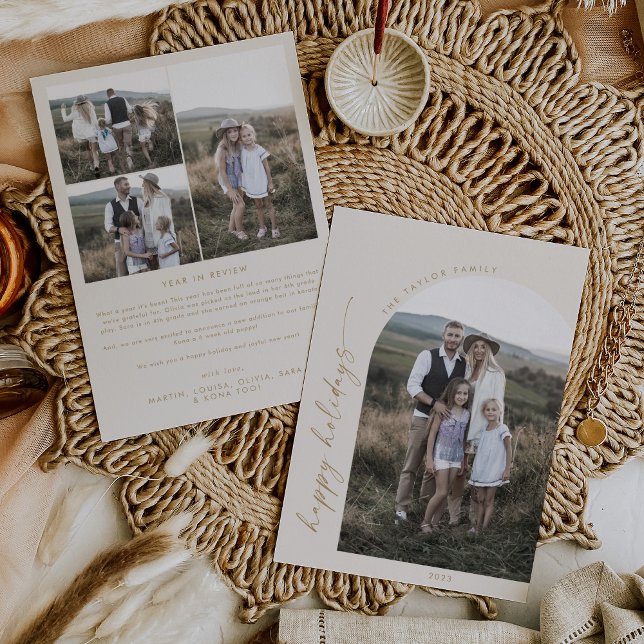 Cartão De Festividades Arca Modern Boho | Cream Family Photo (Criador carregado)