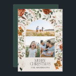 Cartão De Festividades Arca rústica elegante fotobotânica verde 3<br><div class="desc">Black,  natural,  sage green e terracotta floral botânico elegante arca multi3 fotos Cartão de Natal Merry.</div>