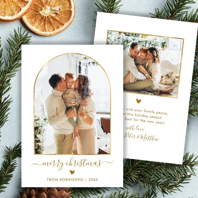 Cartão De Festividades Arch 2 Fotografia Dourada Moderno Feliz Natal (Criador carregado)