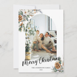 Cartão De Festividades Arch Botânico Elegante e Natal Fotográfico