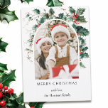 Cartão De Festividades Arch de Foto de Natal Moderno c/Holly<br><div class="desc">Design colorido moderno com um modelo de fotografia em arco rodeado por um santo festivo com campos de texto editáveis.</div>