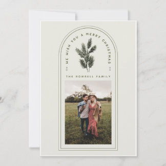 Cartão De Festividades Arch Verde Retroativo e Creme com Foto da Ramifica