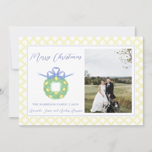 Cartão De Festividades Arco Azul Natal Costeiro Foto do Avô Milenar H (Frente)