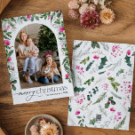 Cartão De Festividades Arco Botânico Cinzento Brilhante Cor-de-Rosa Brilh<br><div class="desc">Esta coleção apresenta cor d'água,  florais cor-de-rosa claro,  bagas e verde de inverno com tipografia moderna e elegante,  com padrão botânico invernal de volta.</div>