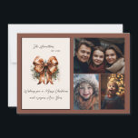 Cartão De Festividades Arco Botânico Elegante - Três Foto<br><div class="desc">Este cartão de 3 fotos de Natal apresenta um design elegante e verde arco em um fundo neutro. A xadrez festiva no verso faz estes clássicos. Personalizar facilmente este recurso de personalização, </div>