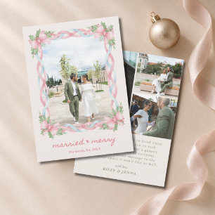 Cartão De Festividades Arco Casado Rosa Grandmillennial para 4 Fotos de C