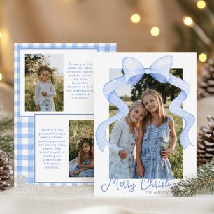 Cartão De Festividades Arco Cor-de-Água Rosa Fita Fita de Natal Cinza