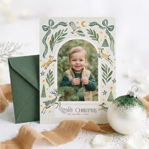 Cartão De Festividades Arco de Bosque Encantado Natal Foto